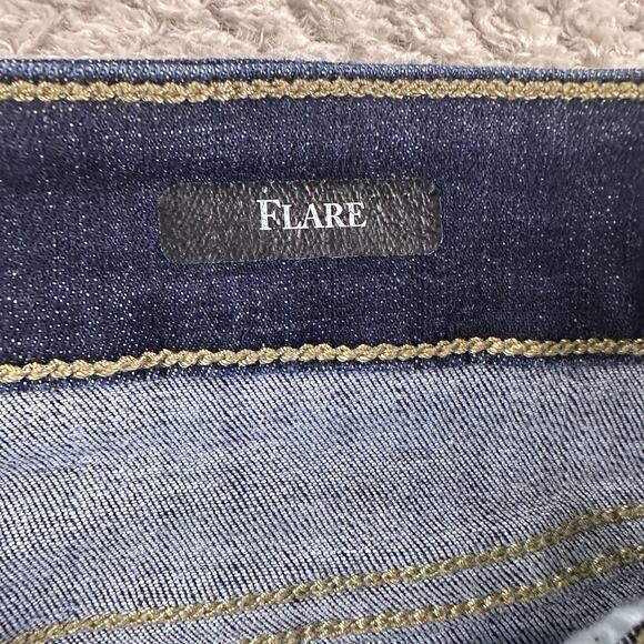 Judy‎ Blue Flare Los Angeles Jeans Womens 11/30 Raw Hem Zip Dark Wash - Picture 12 of 14